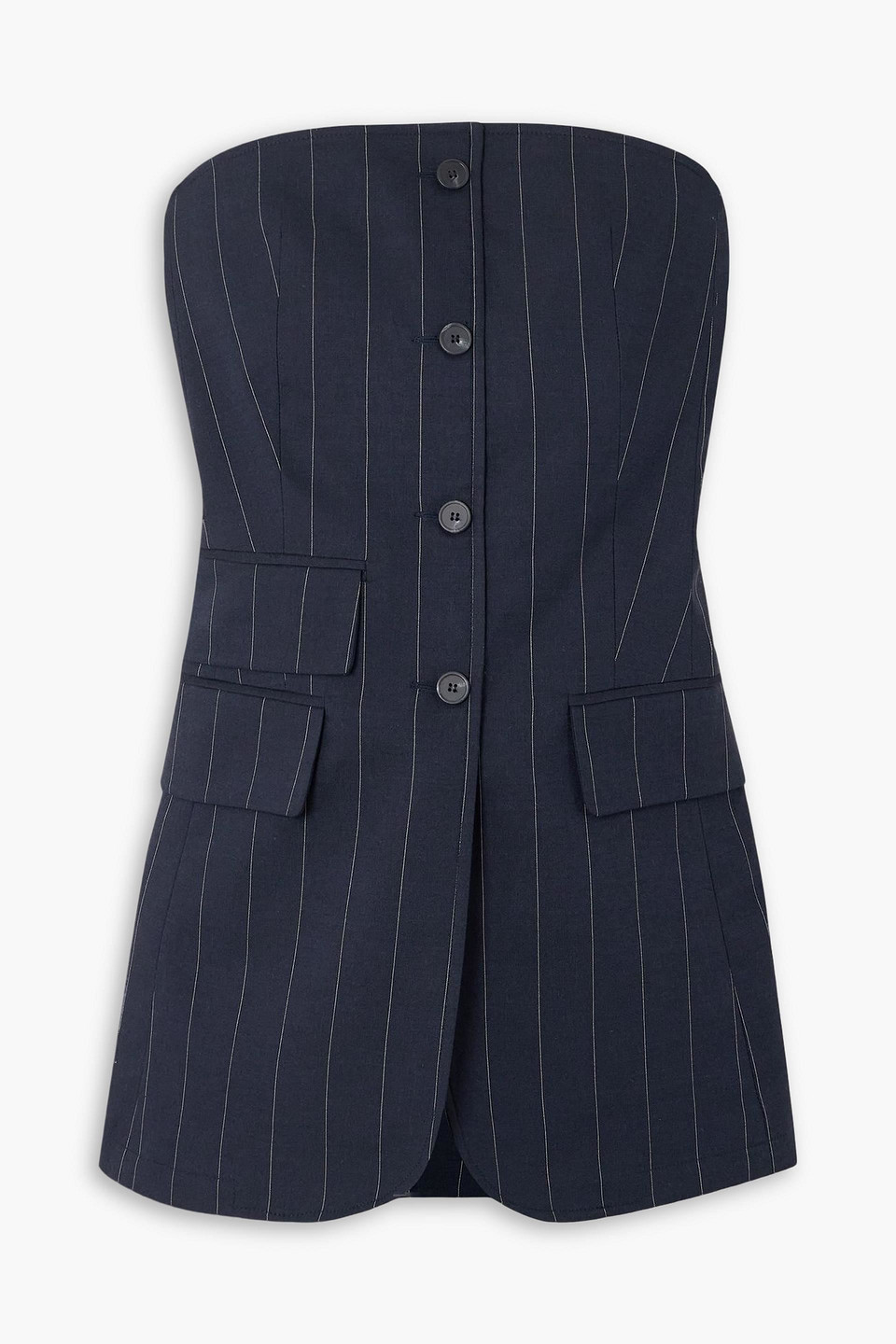 the frankie shop - sunny strapless striped twill vest - blue - xs