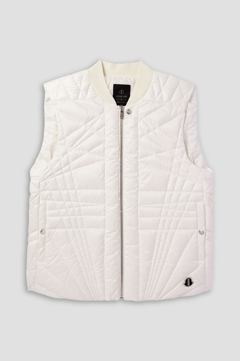 moncler - logo-appliquéd quilted padded shell down vest - white - 1