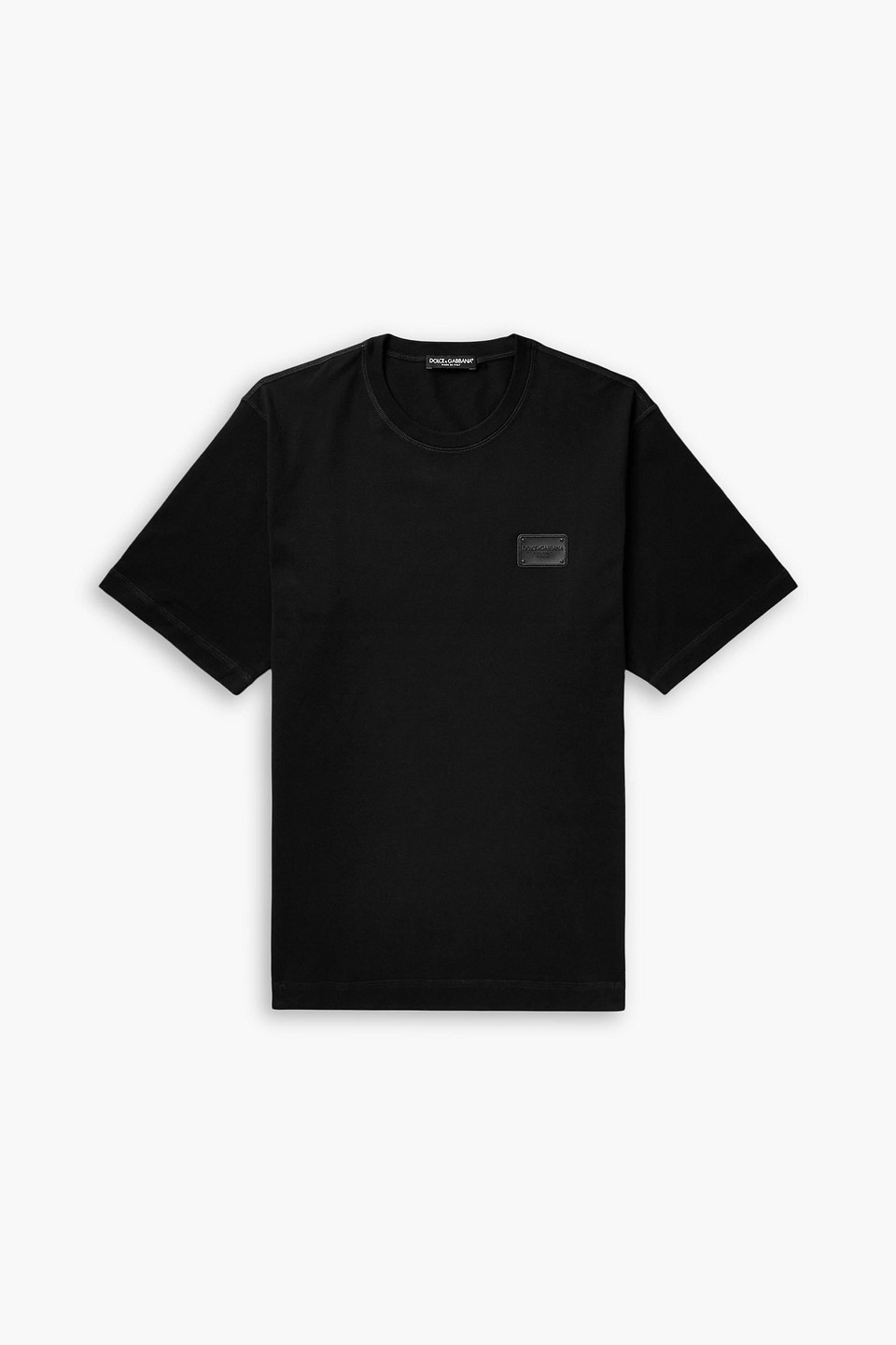 dolce&gabbana - logo-appliquéd cotton-jersey t-shirt - black - it 44