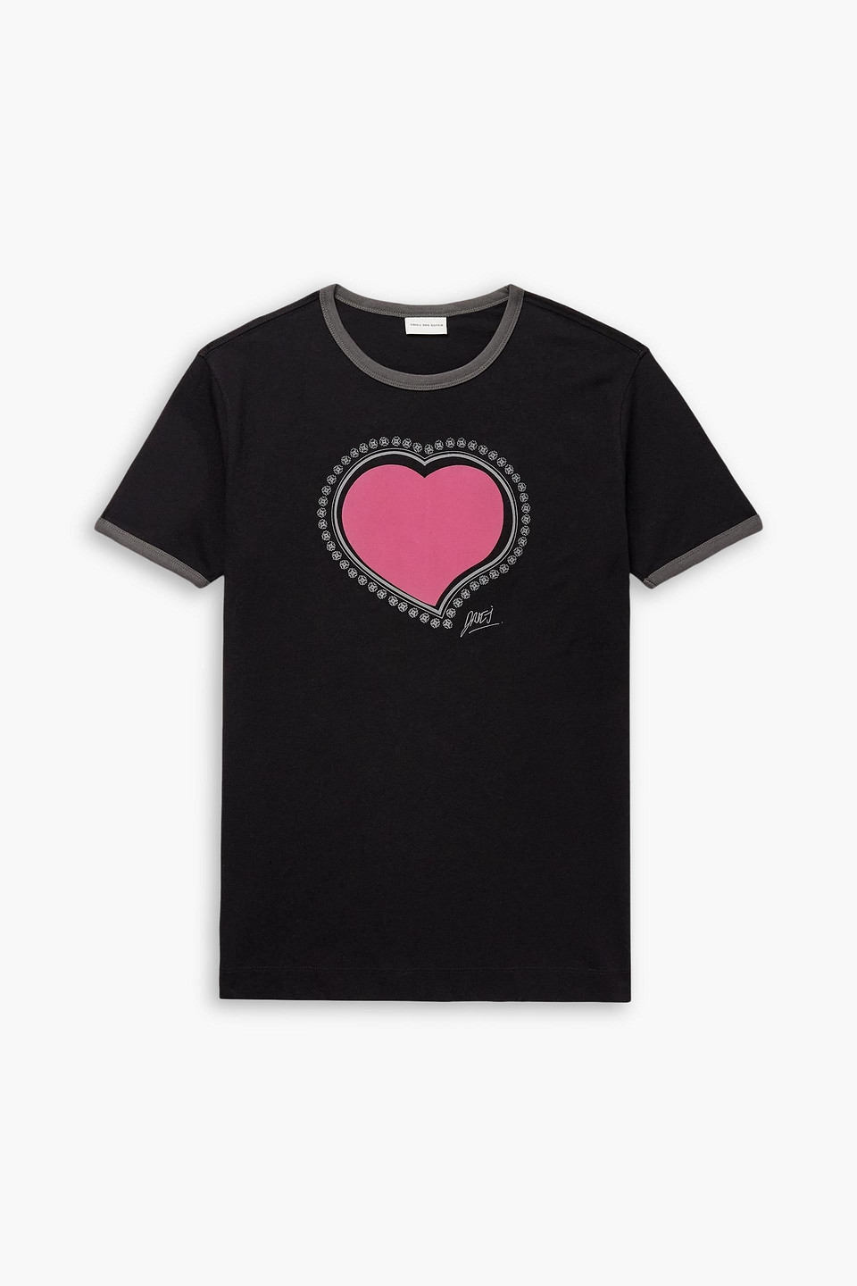 dries van noten - slim-fit appliquéd printed cotton-jersey t-shirt - black - s