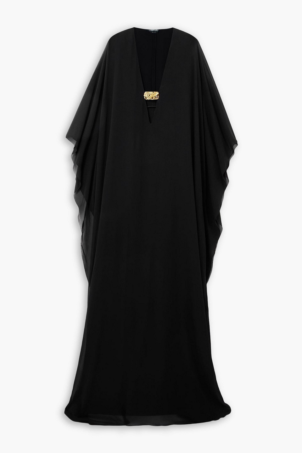 tom ford - cape-effect silk-chiffon gown - black - it 38