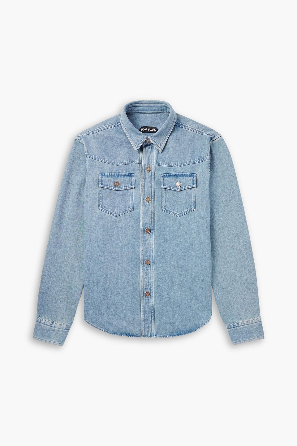 tom ford - slim-fit washed-denim overshirt - blue - eu 43