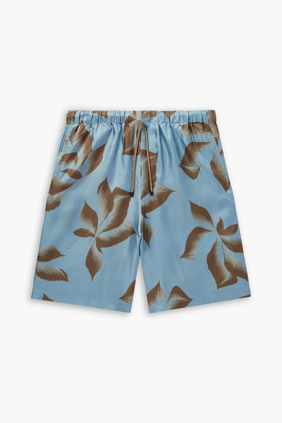 dries van noten - straight-leg printed silk-twill drawstring shorts - blue - it 50