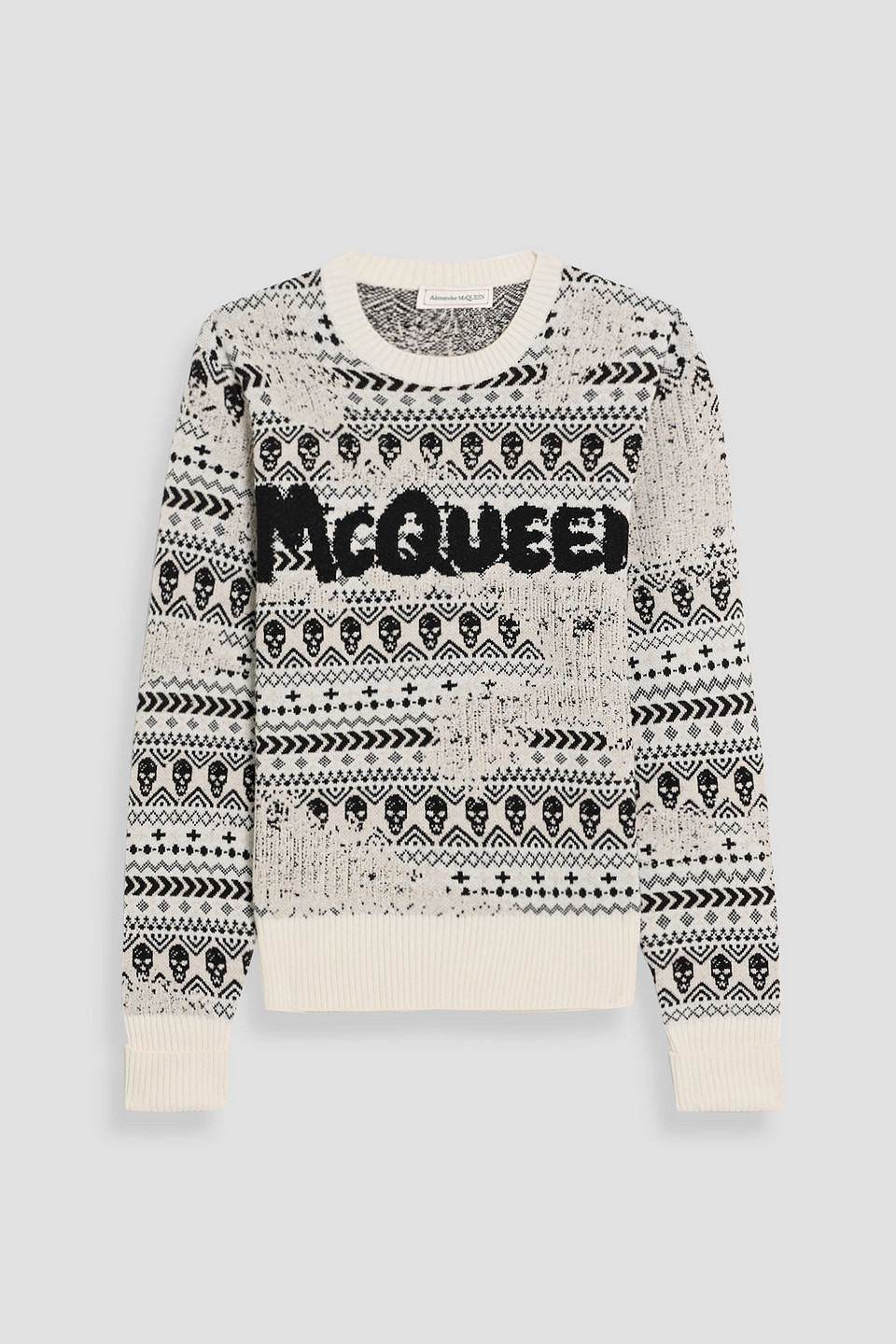 mcqueen - jacquard-knit wool sweater - white - s