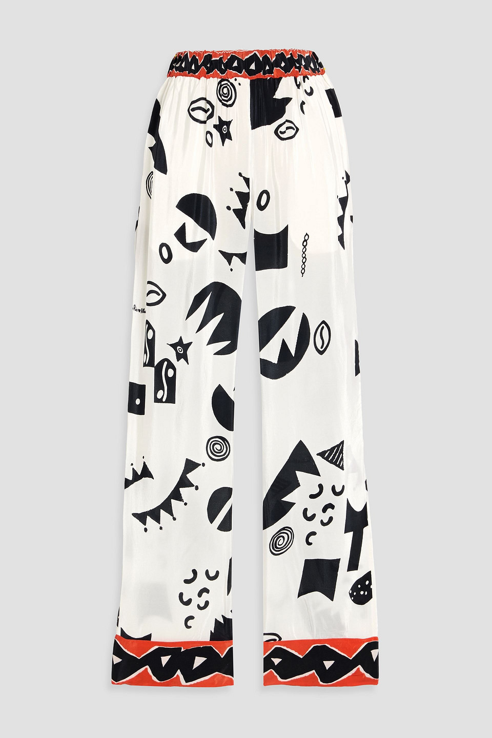 Farm Rio Printed Crepe De Chine Straight-leg Pants In White