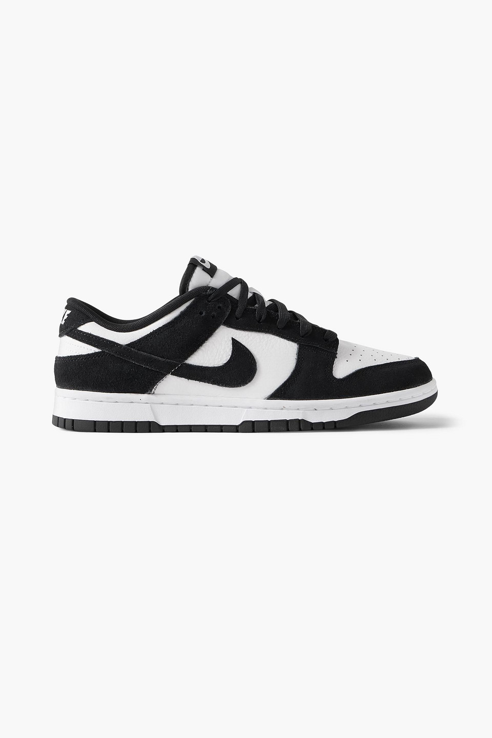 nike - dunk low retro se suede-trimmed leather sneakers - black - us 10