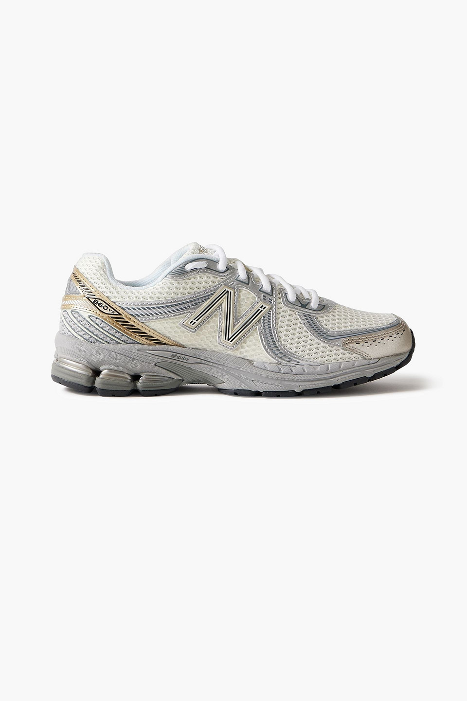new balance - 860v2 ceres rubber and leather-trimmed mesh sneakers - metallic - us 6
