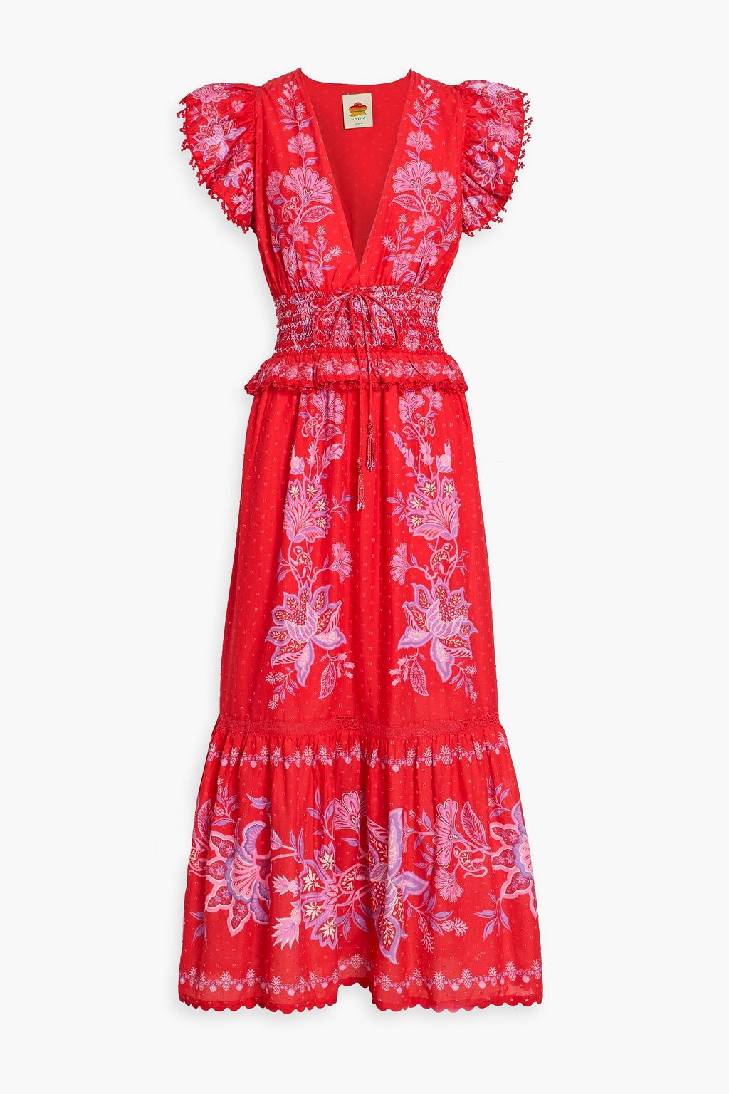 Farm Rio Floral-print Maxi Dress - Red