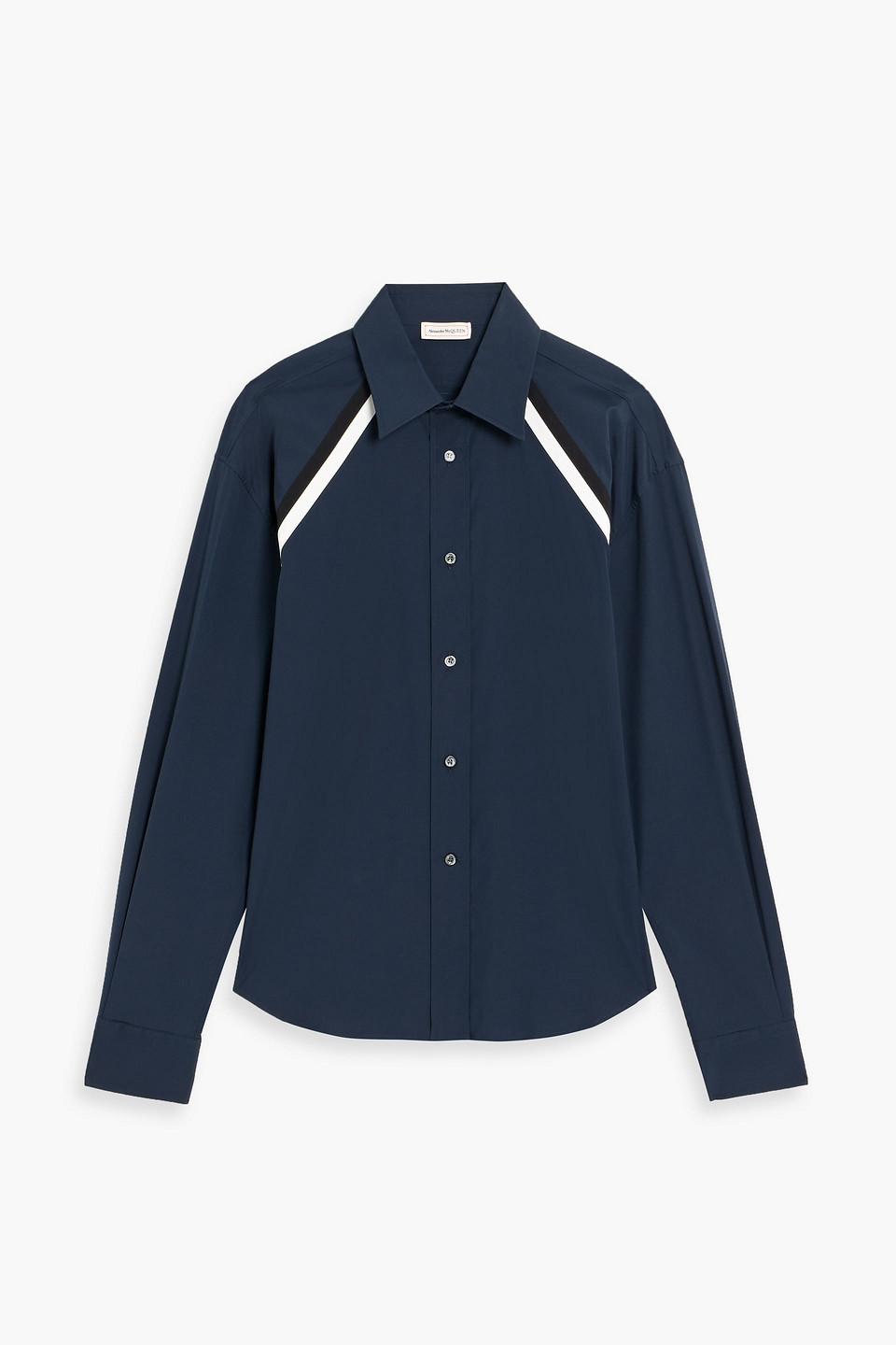 mcqueen - striped cotton-blend poplin shirt - blue - uk/us 15.75