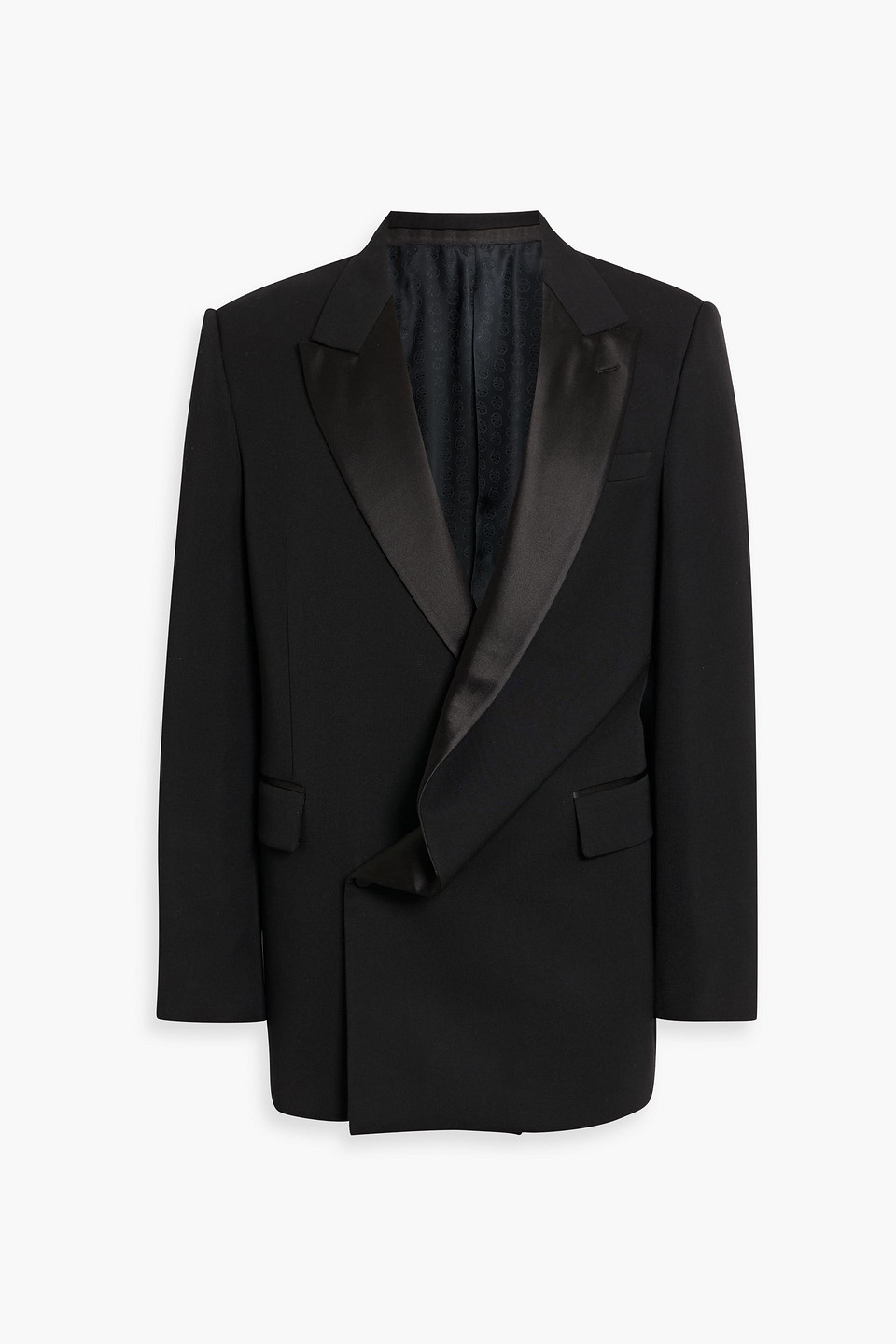 mcqueen - double-breasted silk-trimmed wool tuxedo jacket - black - it 48