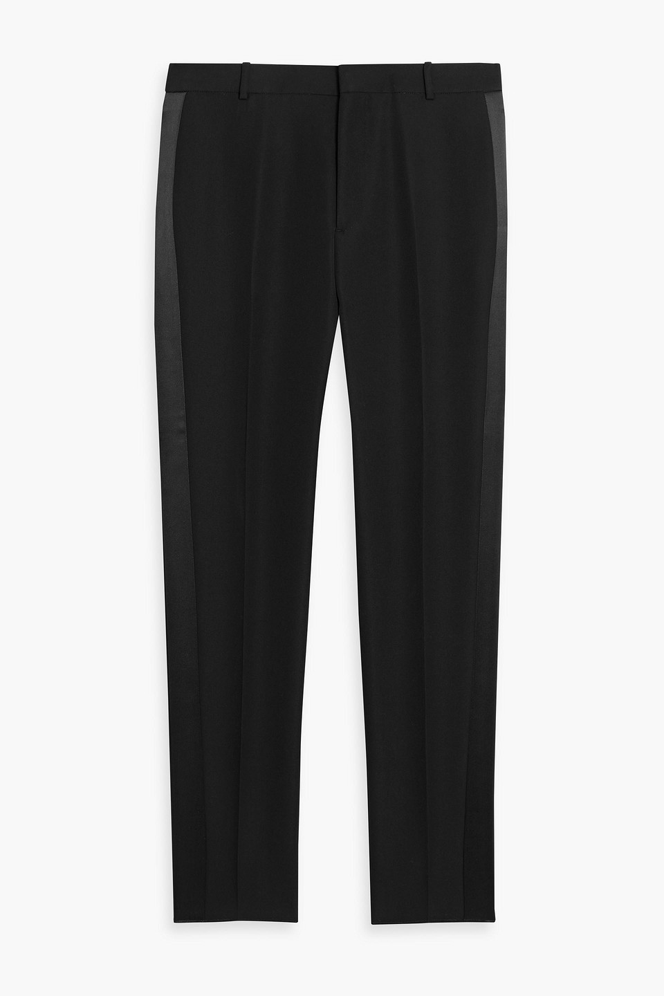 mcqueen - tapered silk-trimmed wool tuxedo pants - black - it 50