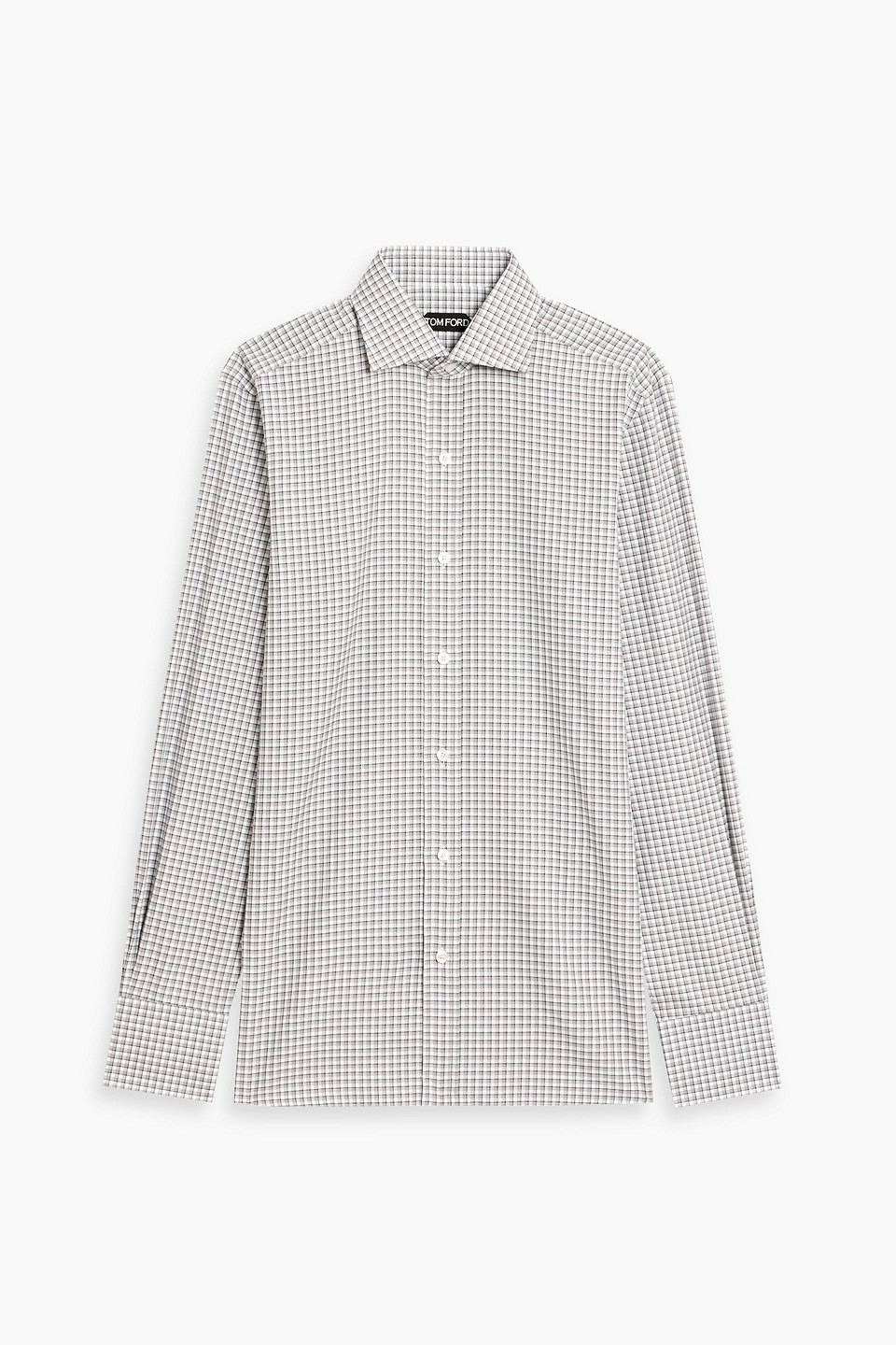 tom ford - checked cotton shirt - gray - eu 40