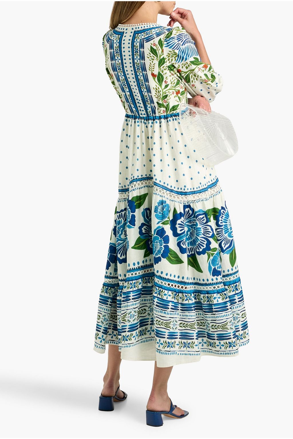 FARM RIO Crochet-trimmed floral-print linen-blend midi dress | THE OUTNET FARM RIO Crochet-trimmed floral-print linen-blend midi dress | THE OUTNET