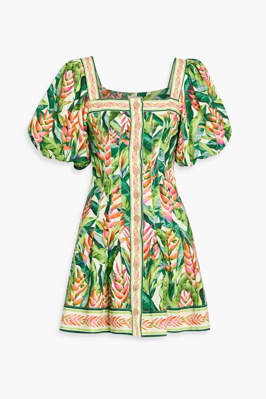 FARM RIO Printed linen-blend mini dress | THE OUTNET