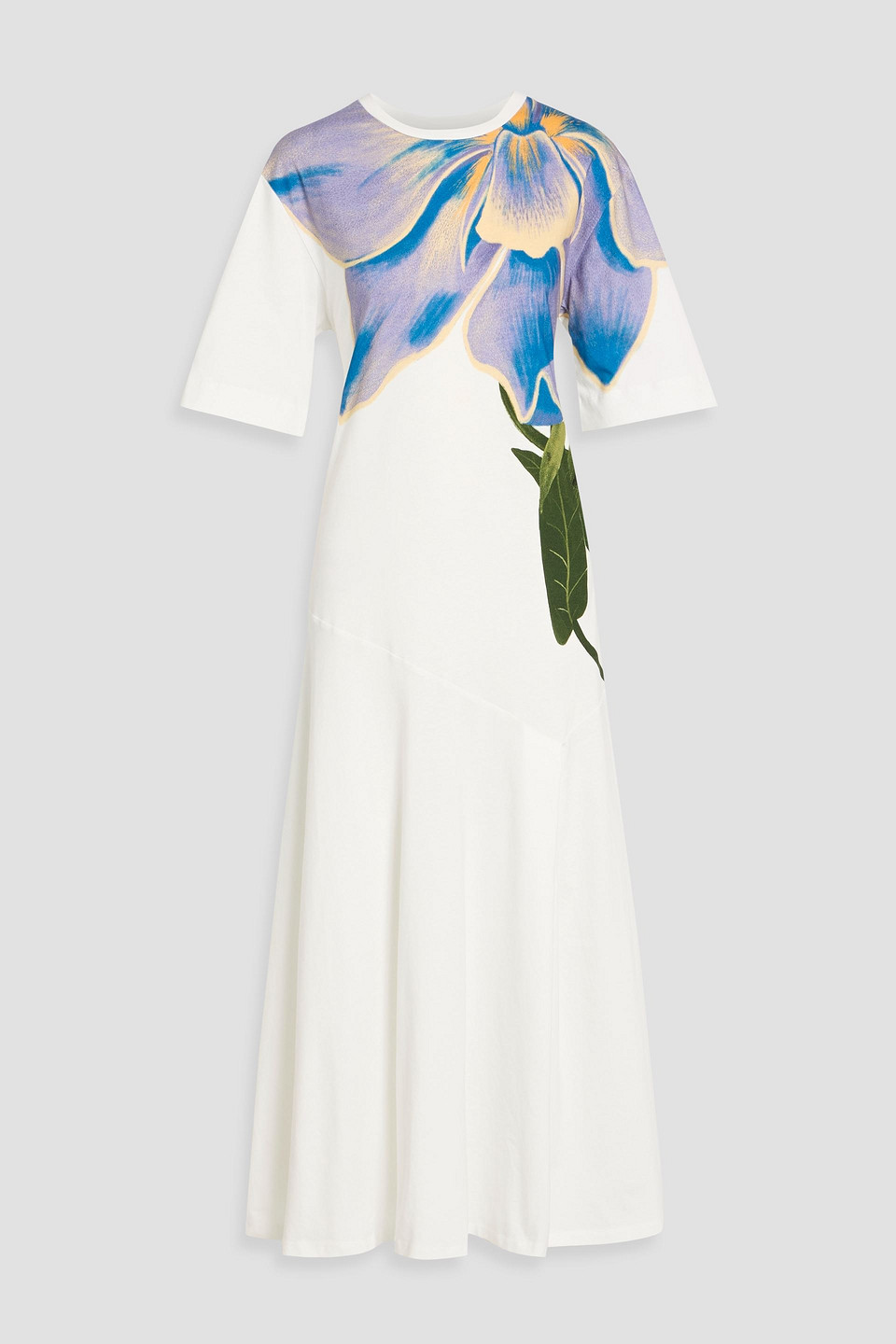 Farm Rio Floral-print Cotton-jersey Maxi Dress In White