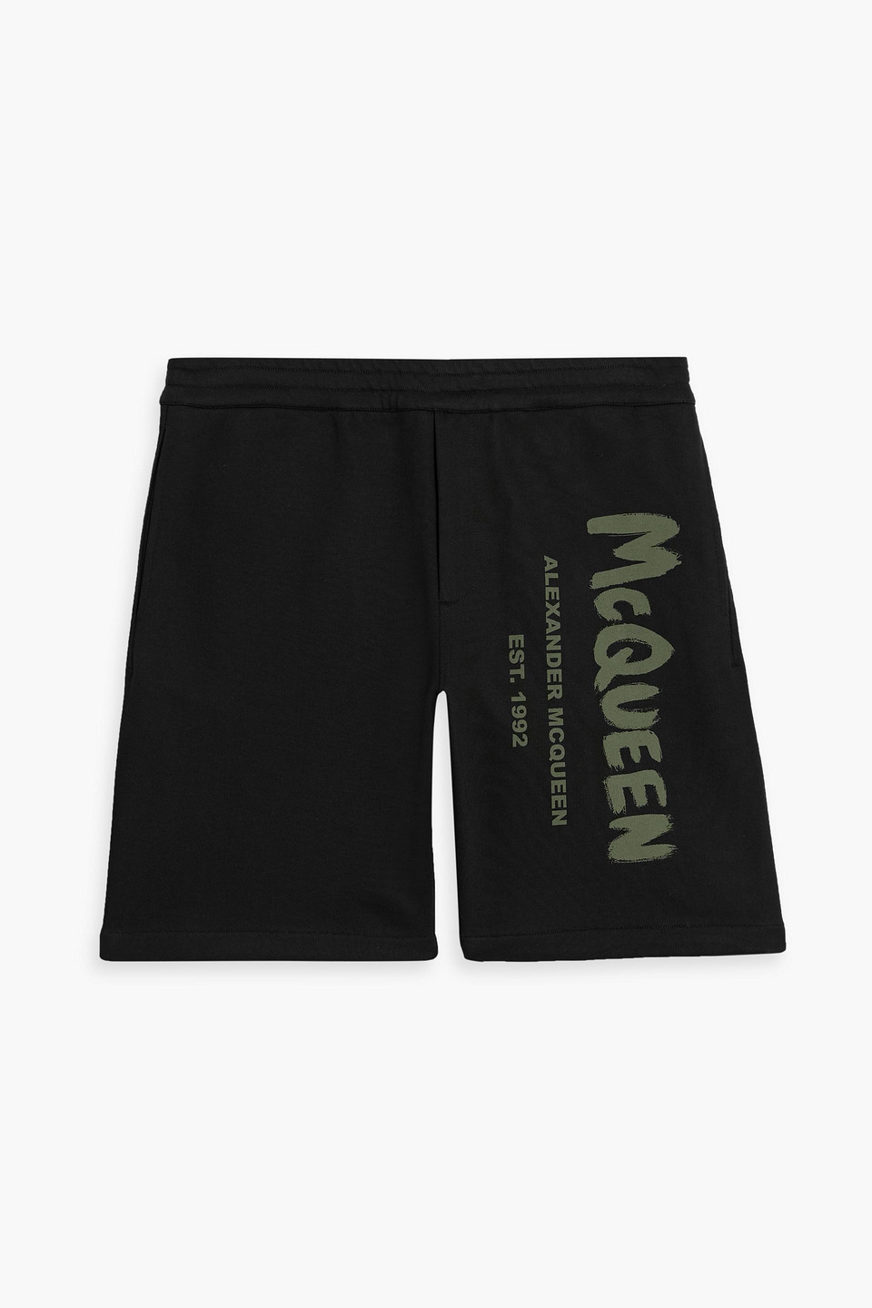 mcqueen - logo-print french cotton-terry shorts - black - xs
