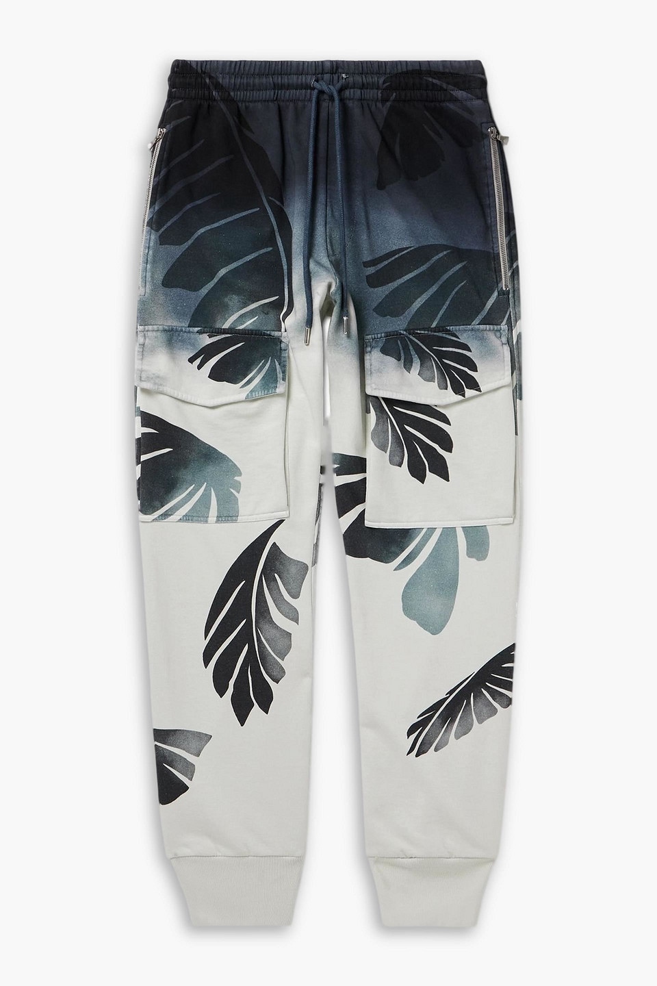 dries van noten - printed cotton-jersey sweatpants - blue - m