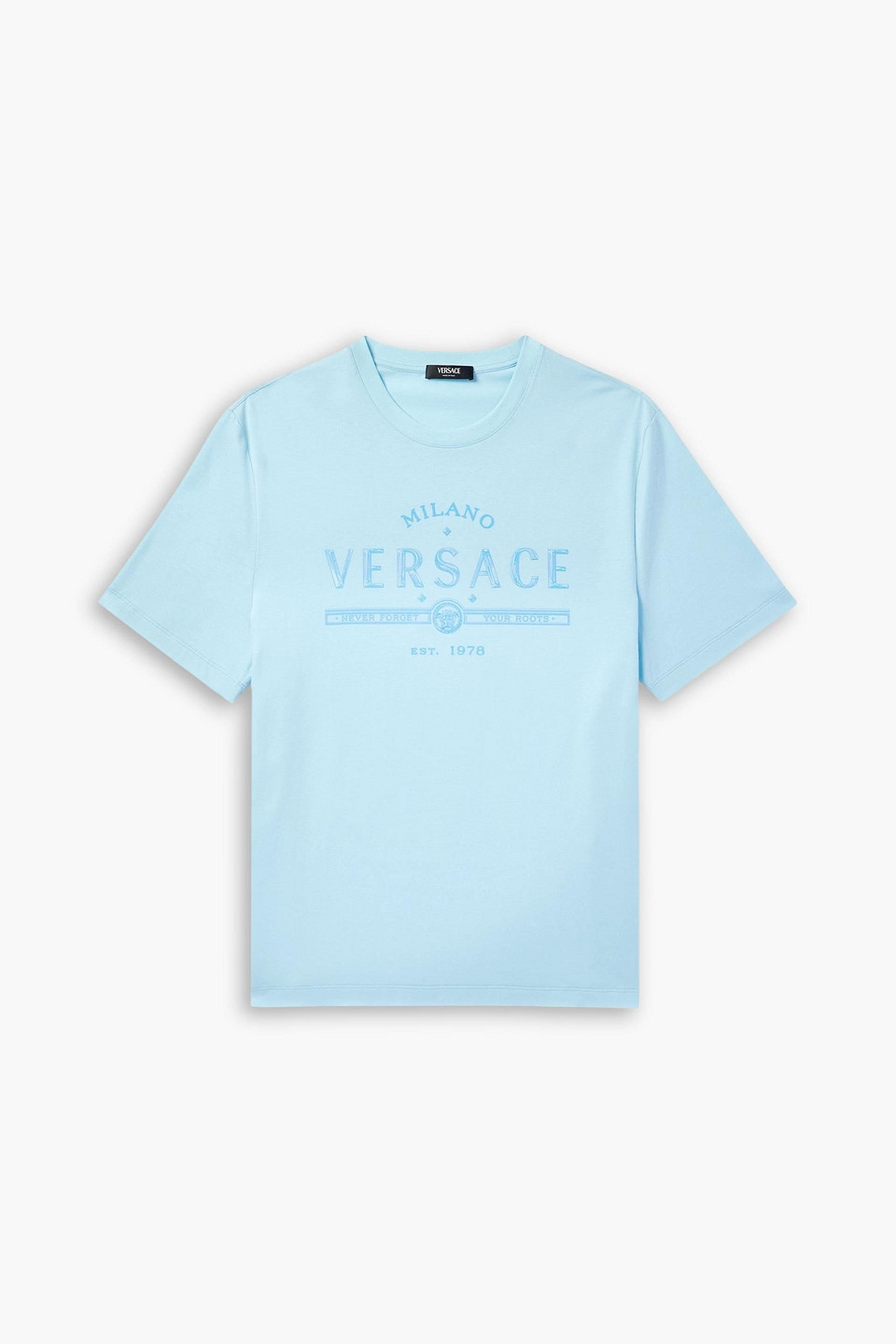 versace - logo-print cotton-jersey t-shirt - blue - s