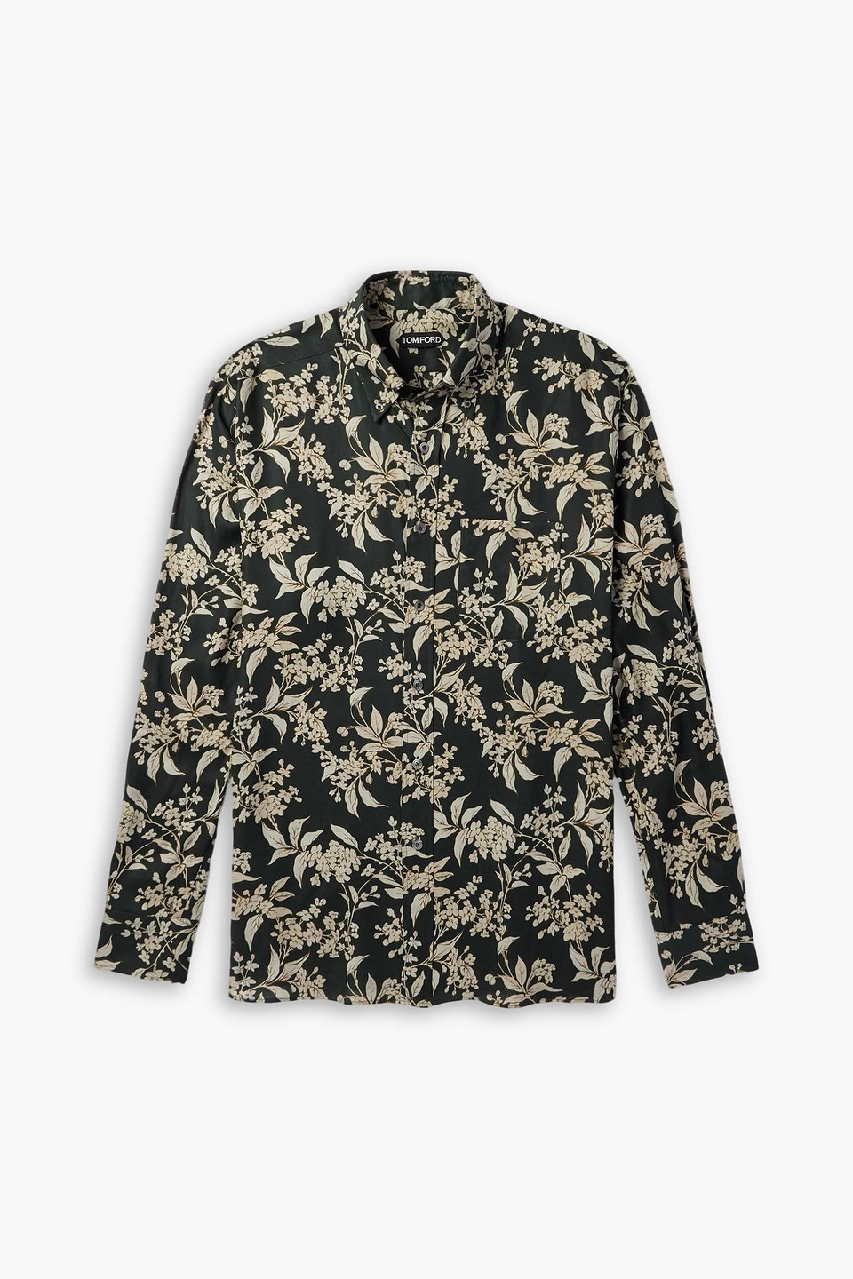tom ford - keith floral-print lyocell-twill shirt - green - eu 45