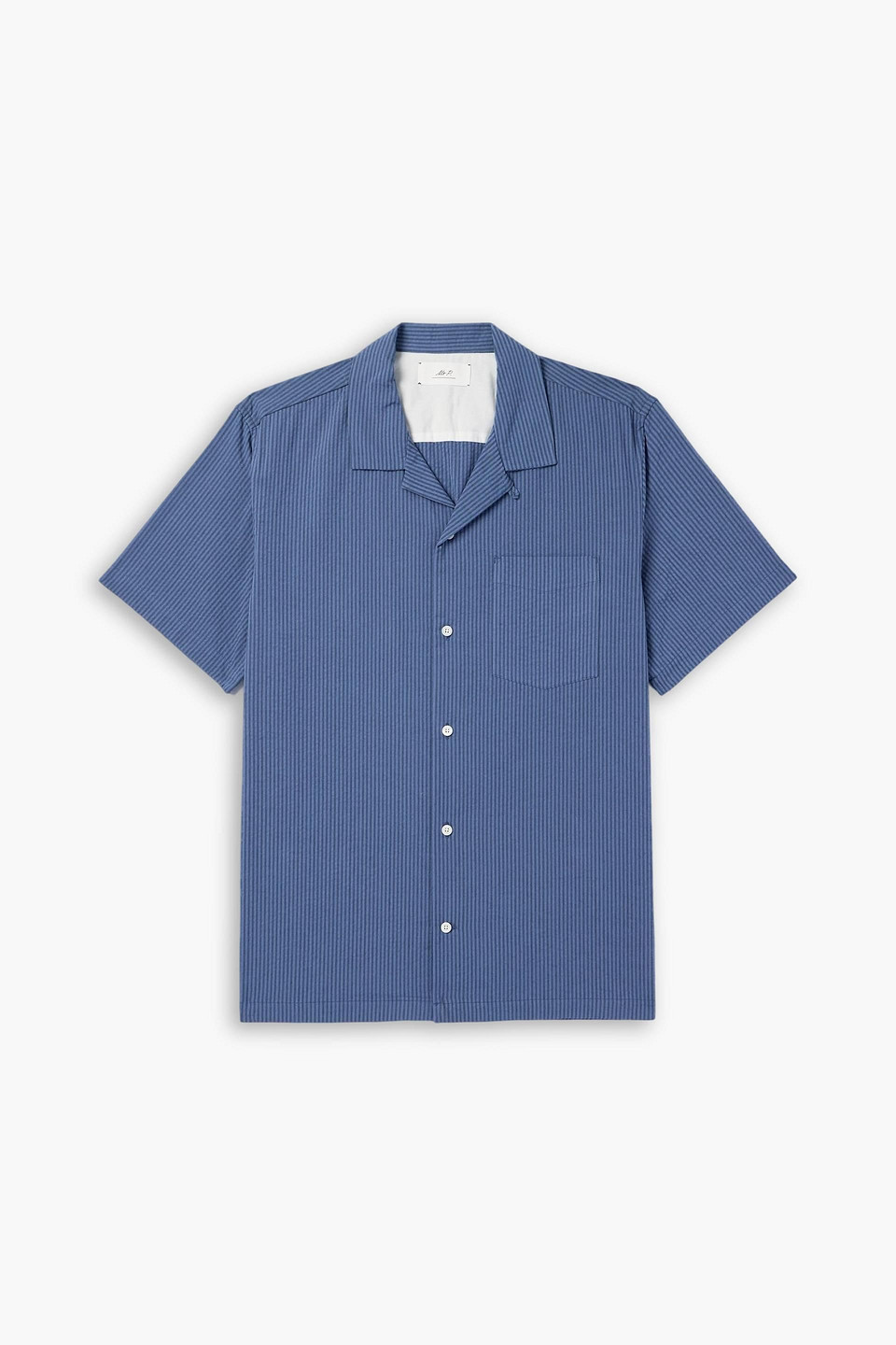 mr p. - camp-collar striped cotton shirt - blue - xs