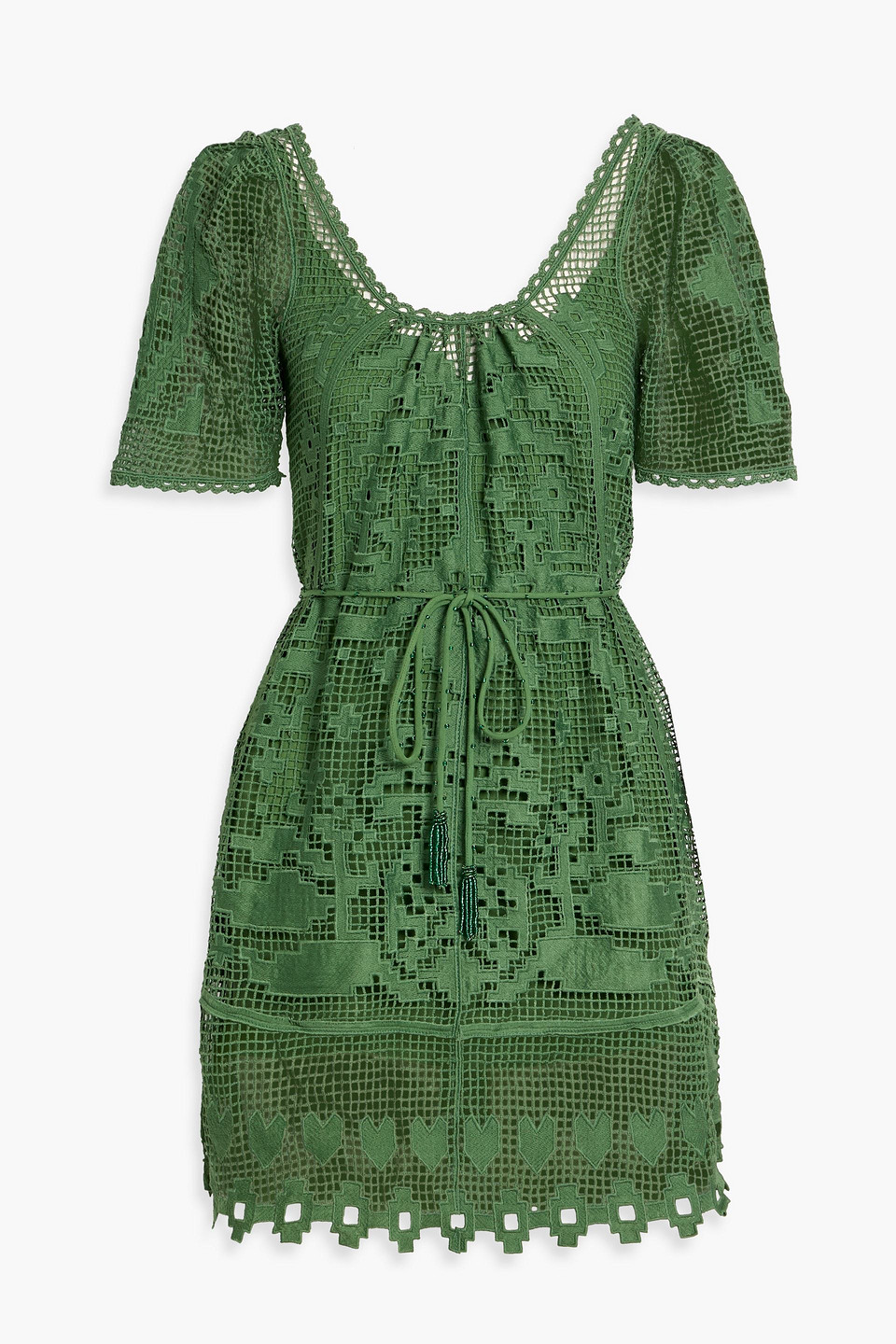 farm rio - crochet mini dress - green - xxs