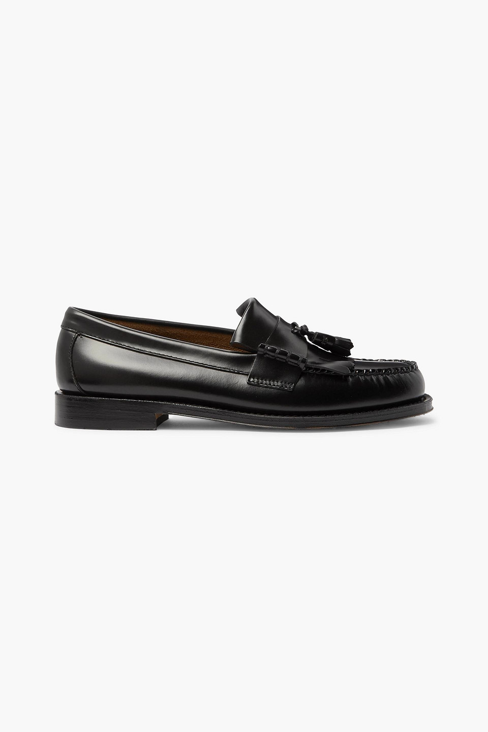 g.h. bass & co - weejuns layton kiltie moc ii leather tasseled loafers - black - uk 5