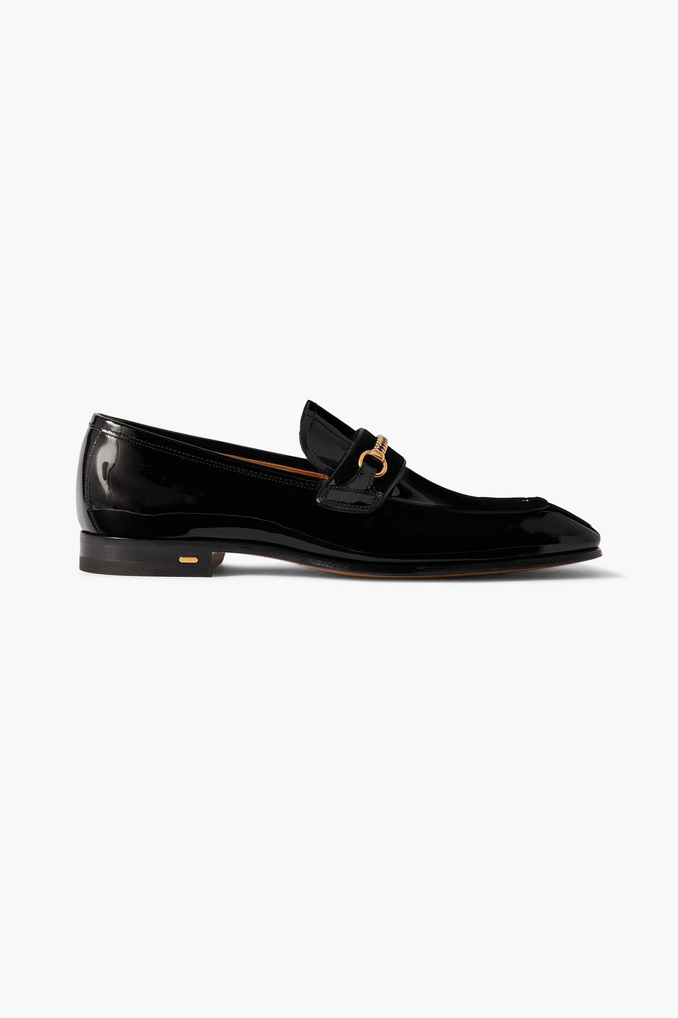 tom ford - bailey chain-embellished patent-leather penny loafers - black - uk 9.5