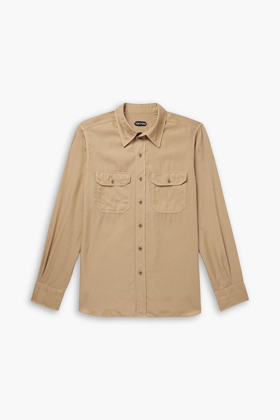 tom ford - slim-fit cotton-twill shirt - neutral - eu 44