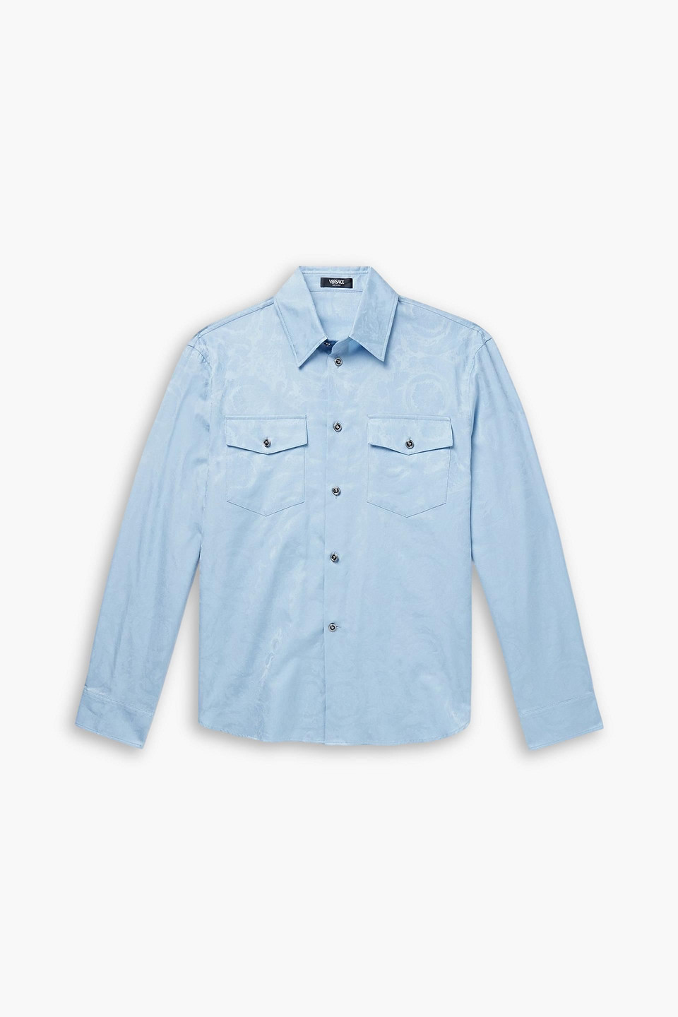 versace - cotton-jacquard shirt - blue - it 48