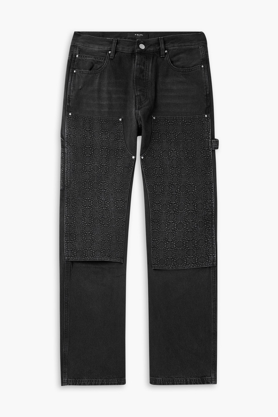 amiri - straight-leg paneled debossed jeans - black - 32