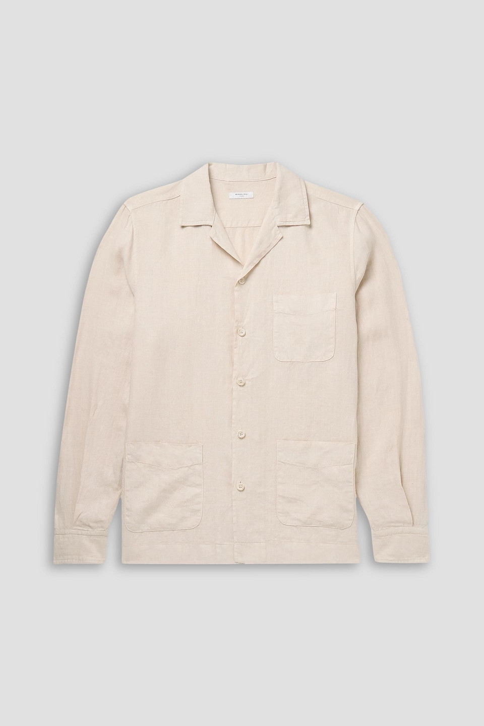 boglioli - camp-collar linen overshirt - white - xxl