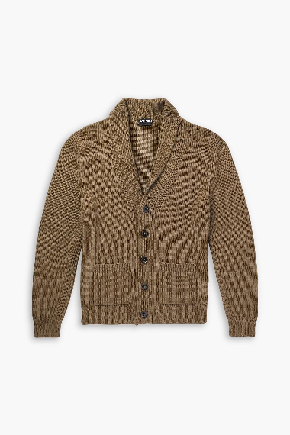 tom ford - shawl-collar ribbed silk and wool-blend cardigan - green - it 44