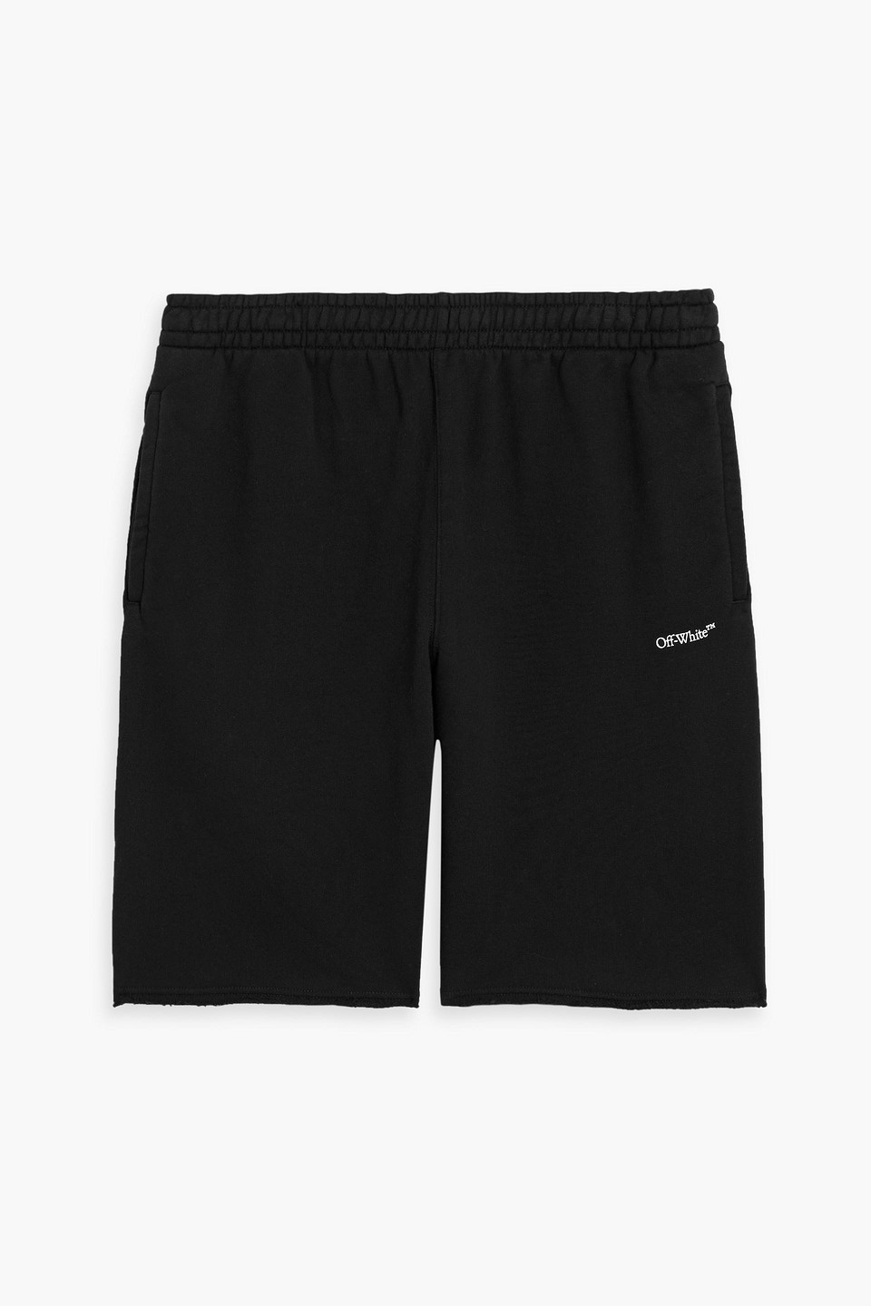 off-white - logo-embroidered cotton-fleece shorts - black - m