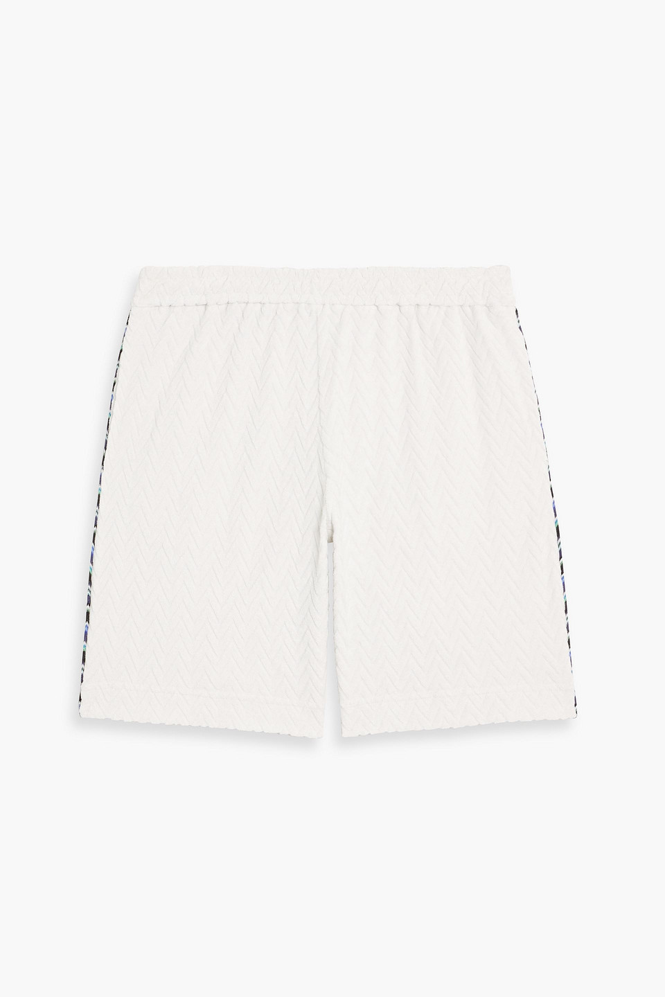 missoni - crochet knit-trimmed cotton-blend terry shorts - gray - s