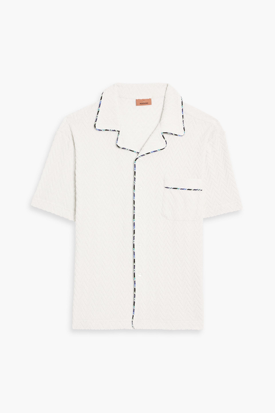 missoni - crochet knit-trimmed cotton-blend terry shirt - gray - s