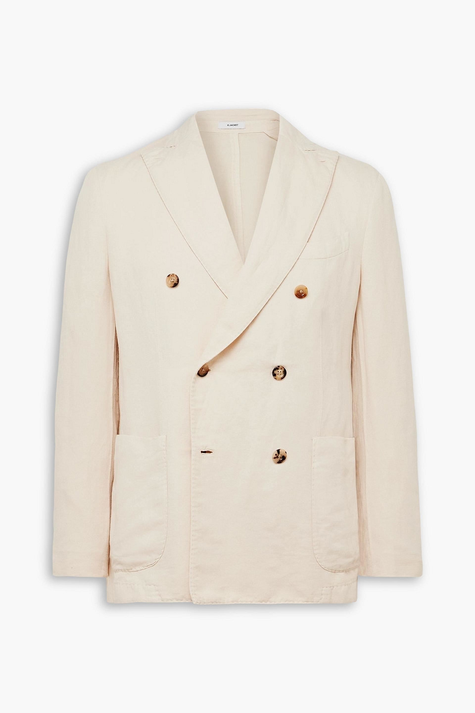 boglioli - double-breasted cotton and linen-blend blazer - neutral - it 48
