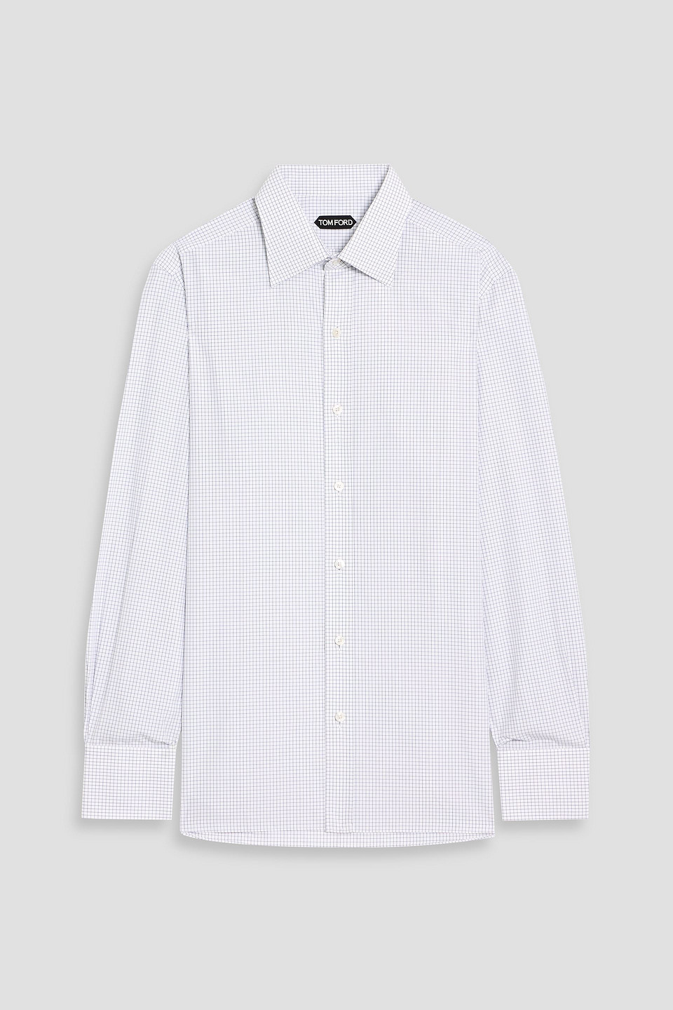 tom ford - checked cotton-poplin shirt - white - eu 42