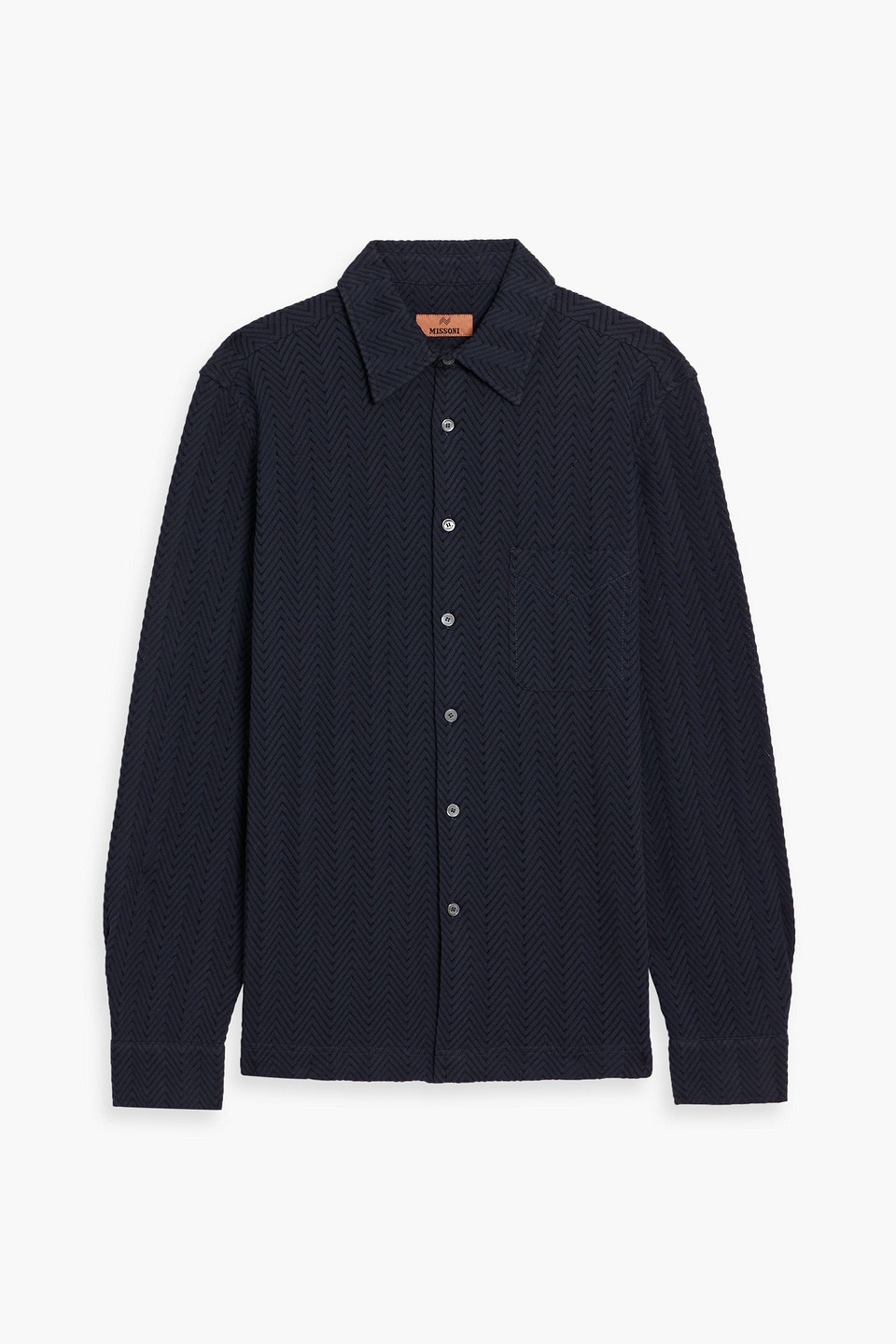 missoni - crochet-knit cotton-blend shirt - blue - it 50