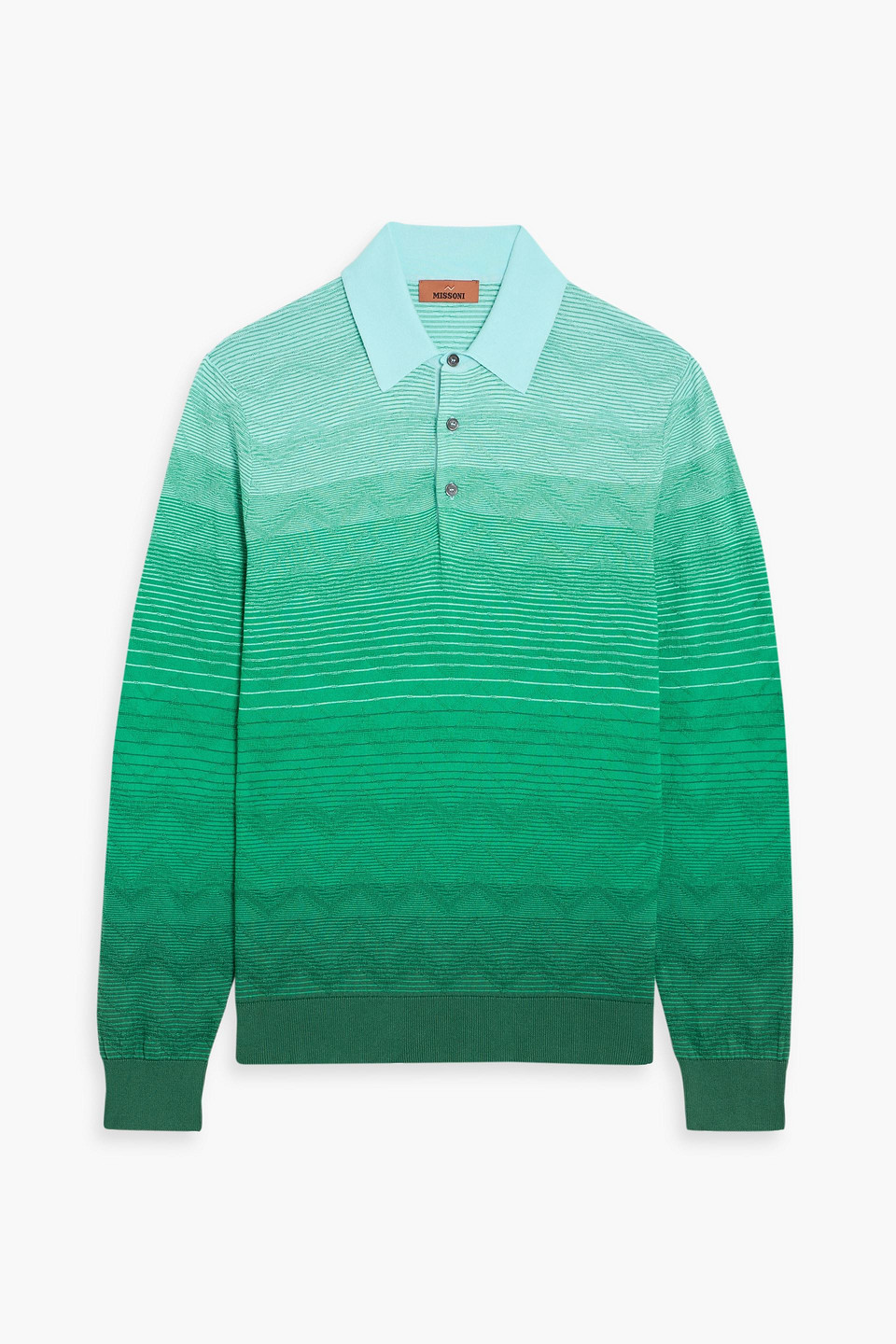 missoni - dégradé crochet-knit cotton polo shirt - green - it 48