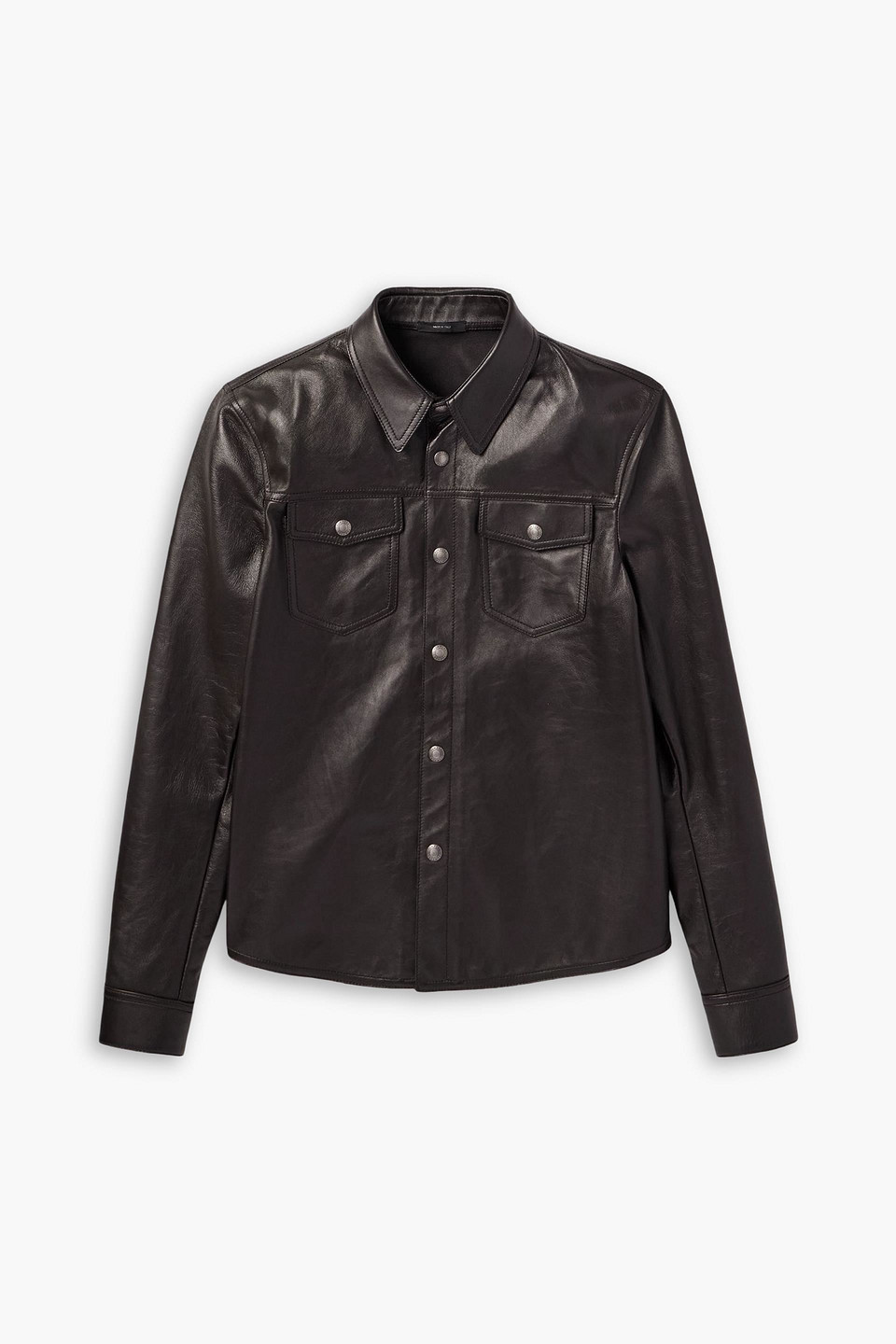 tom ford - slim-fit leather shirt jacket - brown - it 56