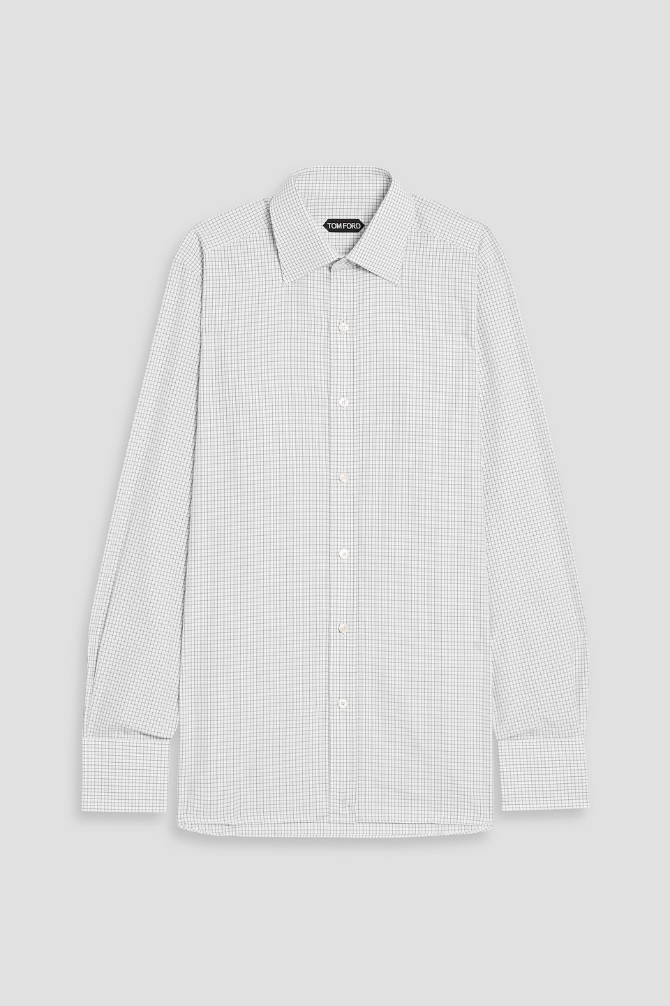 tom ford - checked cotton-poplin shirt - white - eu 39