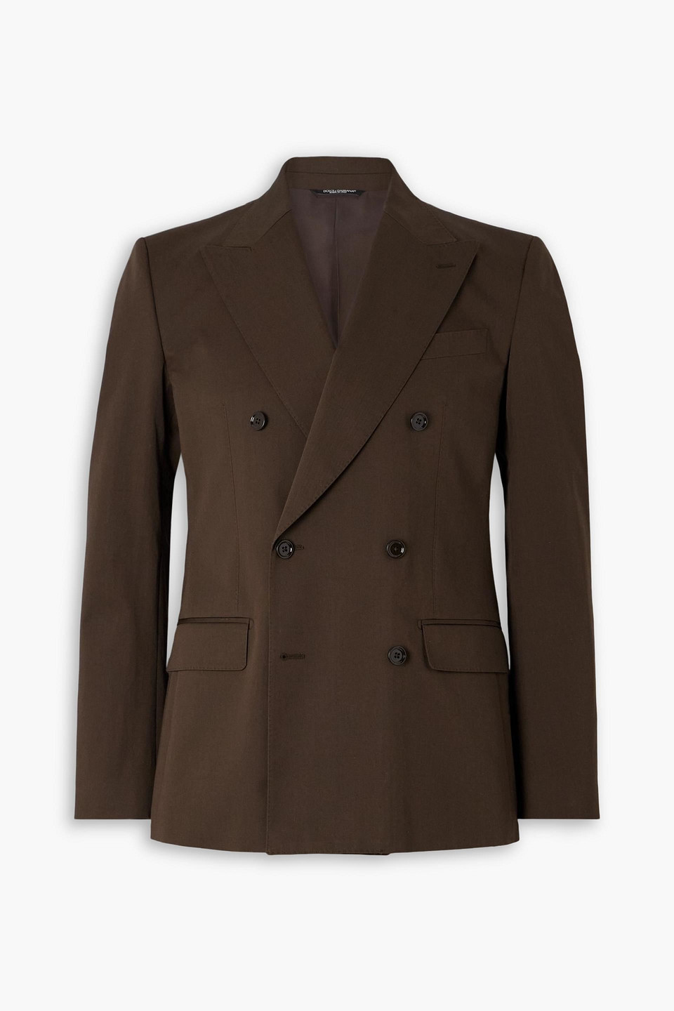 dolce&gabbana - sicilia double-breasted cotton-blend gabardine blazer - brown - it 46