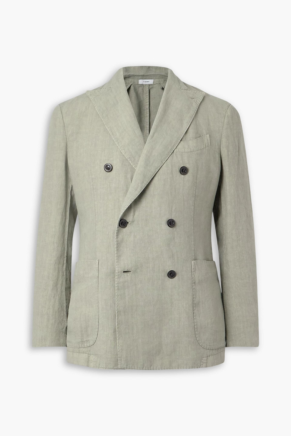 boglioli - double-breasted garment-dyed linen suit jacket - green - it 52