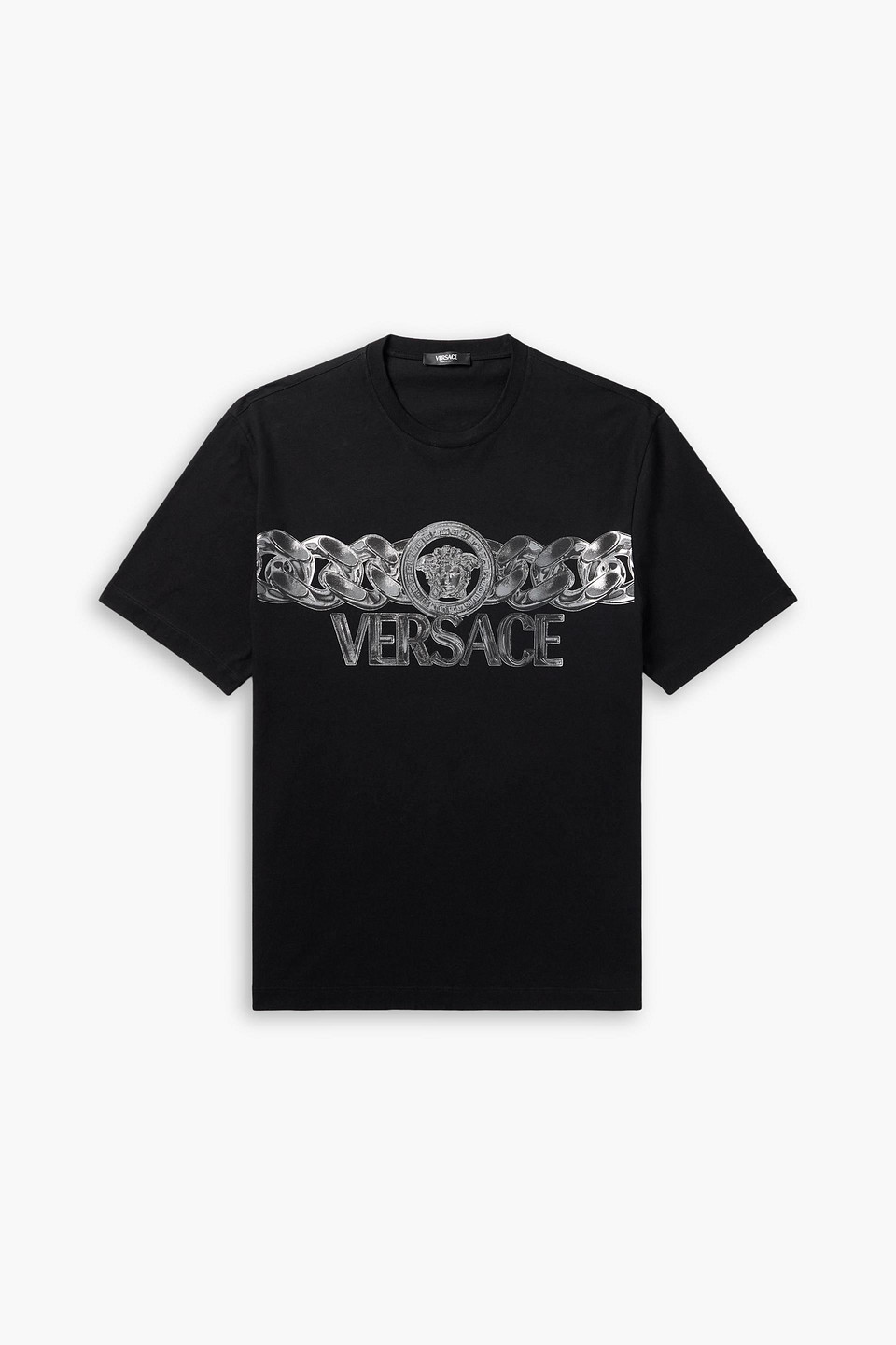 versace - medusa logo-print cotton-jersey t-shirt - black - s