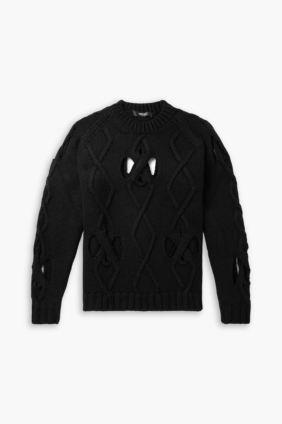 versace - open-knit alpaca and wool-blend sweater - black - it 52