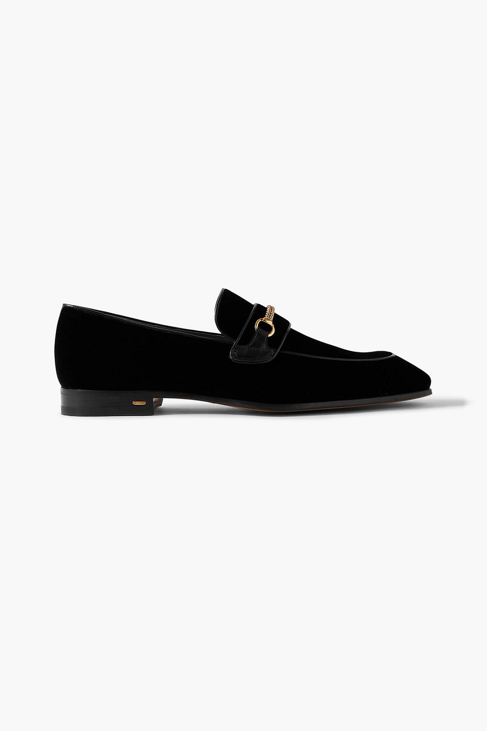 tom ford - bailey chain-embellished leather-trimmed velvet loafers - black - uk 8