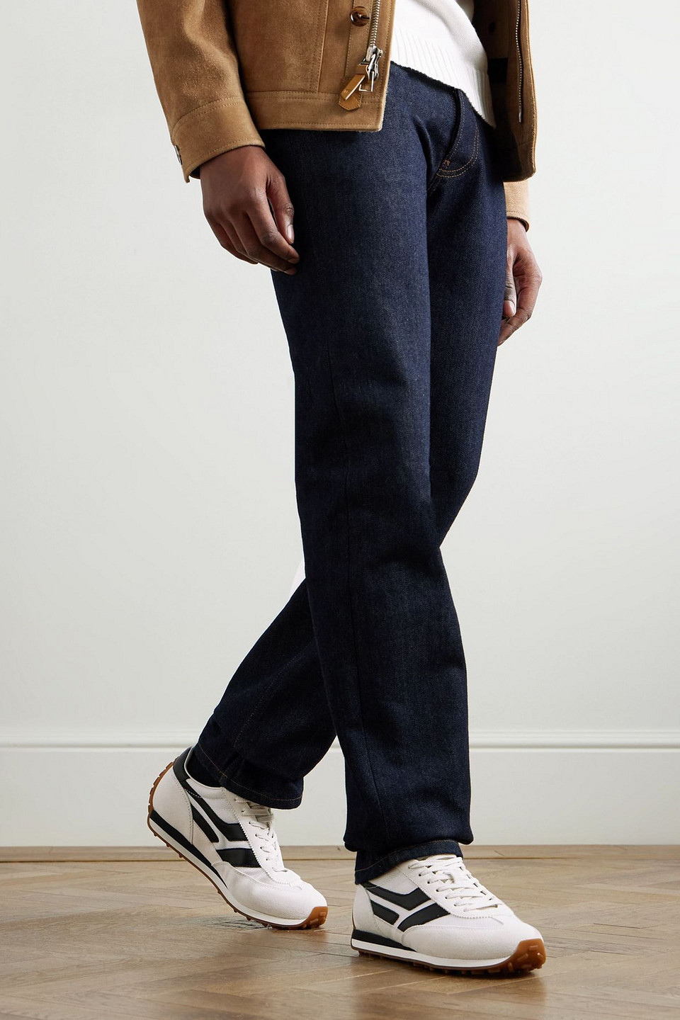 Tom Ford Low-profile White Sneakers With Black Leather Accents