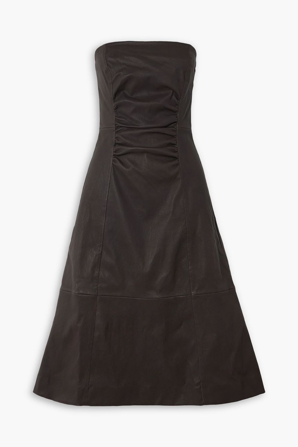 STAUD Bowery gathered leather midi dress | THE OUTNET STAUD Bowery gathered leather midi dress | THE OUTNET