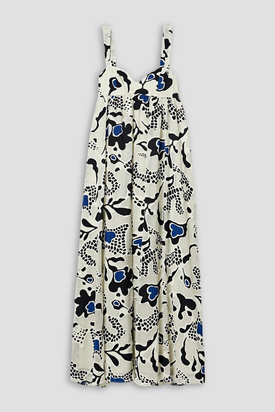 ulla johnson - leilani appliquéd printed crepe maxi dress - white - us 2