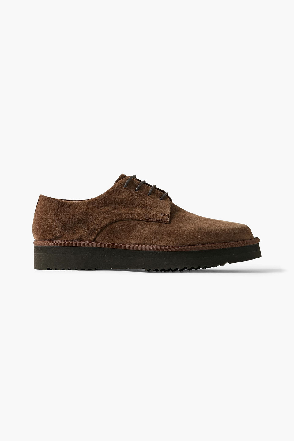 Grenson Byron Webbing-trimmed Suede Derby Shoes In Brown